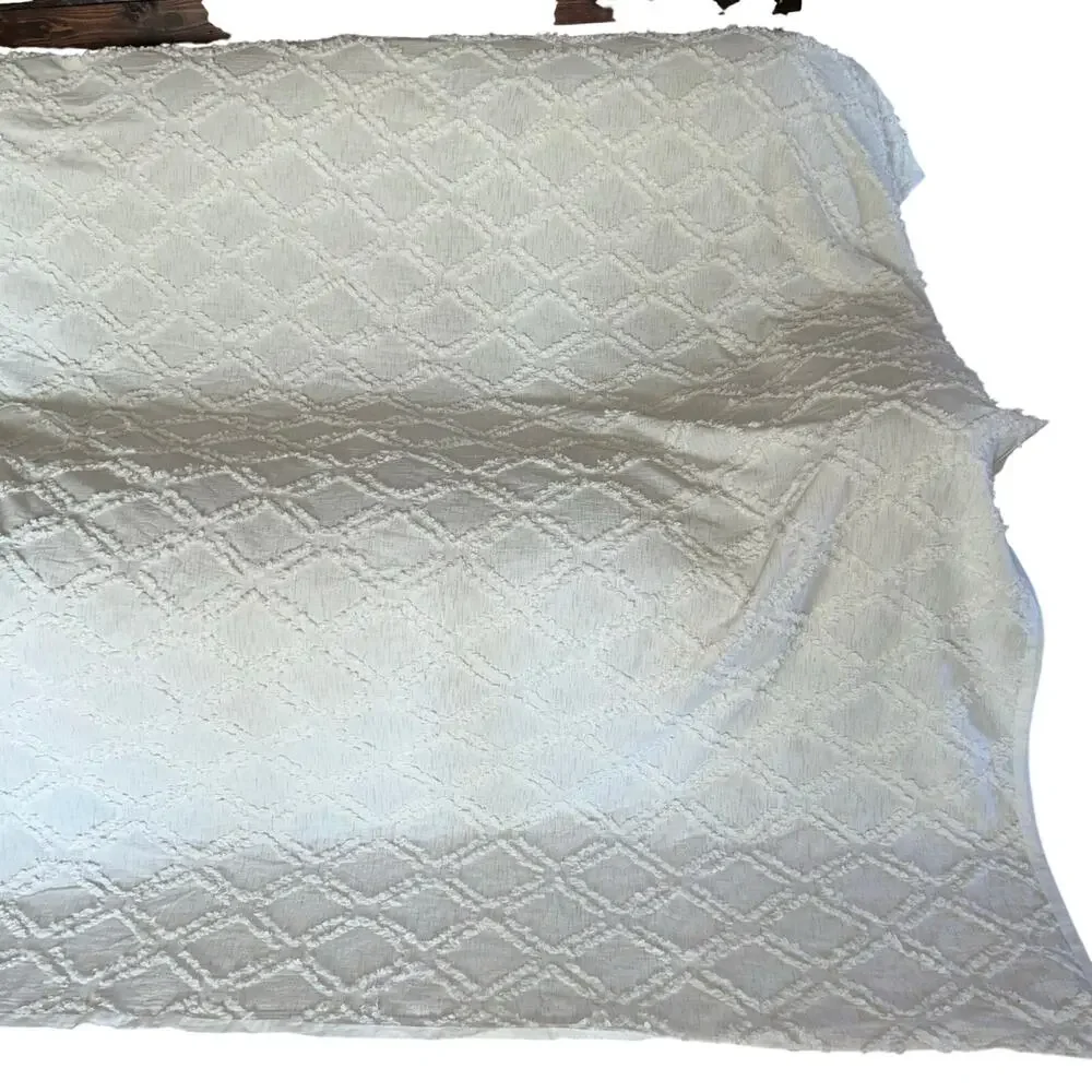 Rachel Ashwell King Duvet Cover White Chenille 101x89” shabby chic cottage core